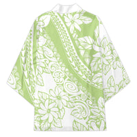 Polynesian Tiare Flower Sage Green Pastel Kimono LT14 - Polynesian Pride