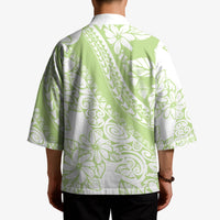 Polynesian Tiare Flower Sage Green Pastel Kimono LT14 - Polynesian Pride