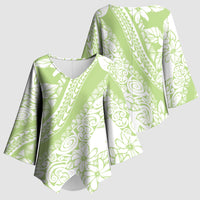 Polynesian Tiare Flower Sage Green Pastel Kimono Sleeve Blouse LT14 - Polynesian Pride
