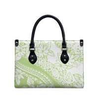 Polynesian Tiare Flower Sage Green Pastel Leather Bag LT14 - Polynesian Pride