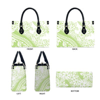 Polynesian Tiare Flower Sage Green Pastel Leather Bag LT14 - Polynesian Pride