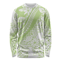 Polynesian Tiare Flower Sage Green Pastel Long Sleeve Shirt LT14 Unisex Sage Green - Polynesian Pride