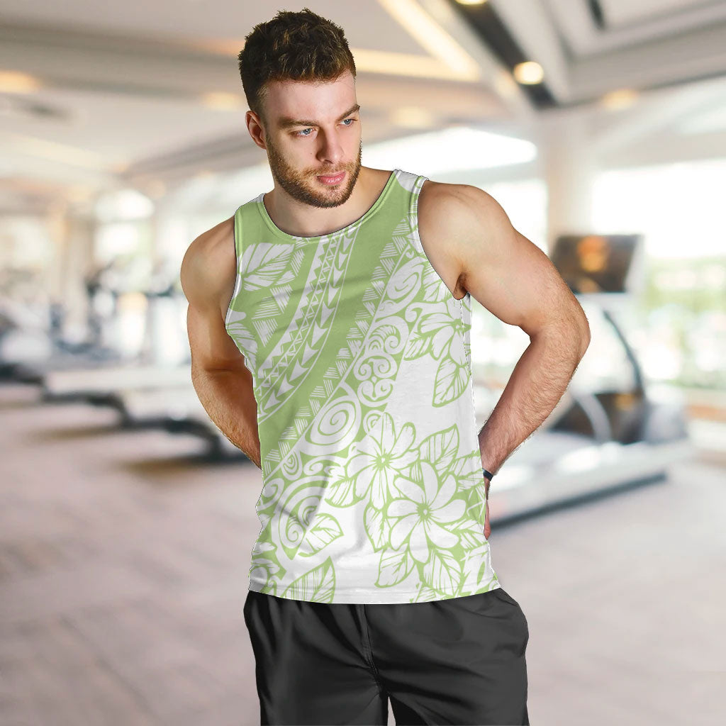 Polynesian Tiare Flower Sage Green Pastel Men Tank Top LT14 Sage Green - Polynesian Pride