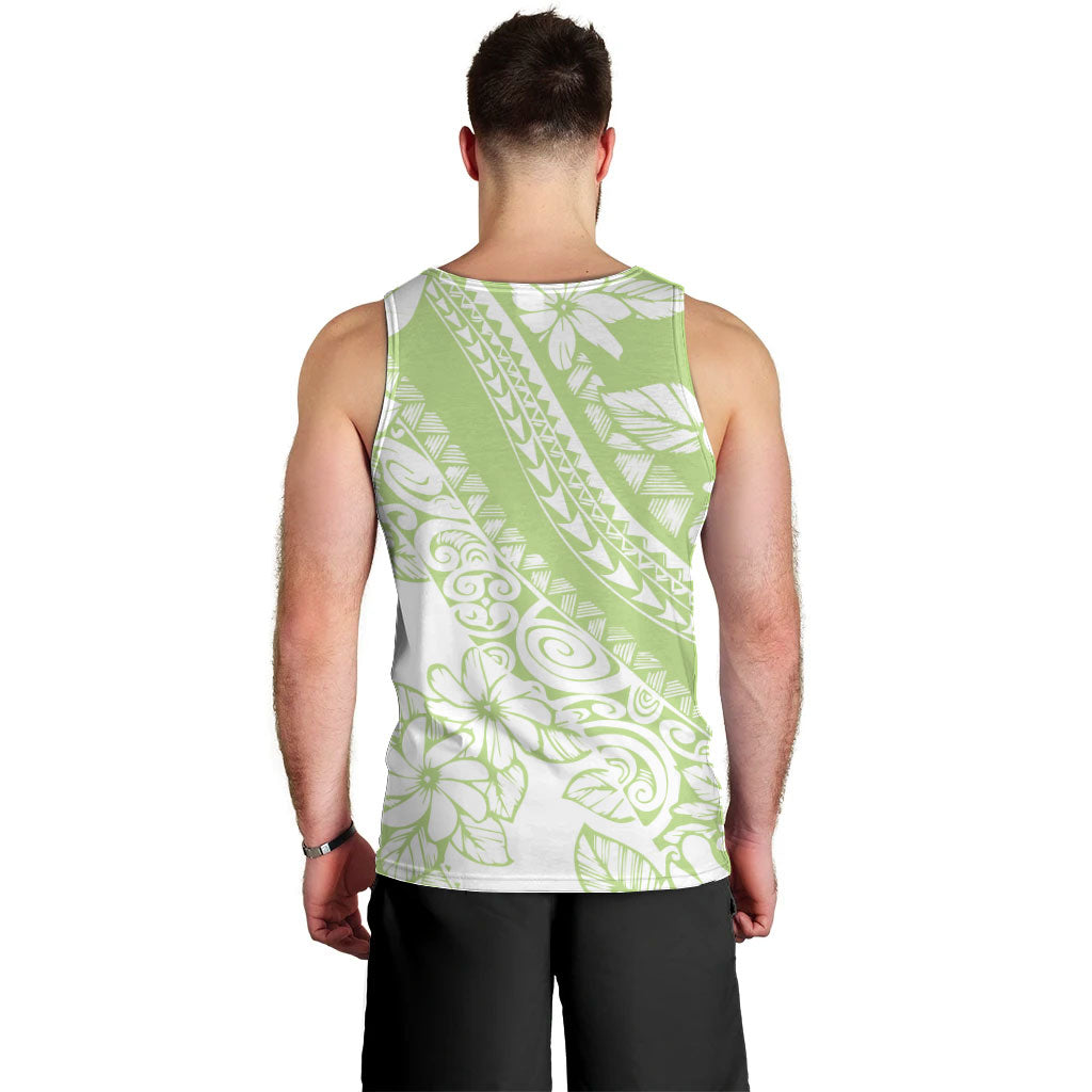 Polynesian Tiare Flower Sage Green Pastel Men Tank Top LT14 - Polynesian Pride