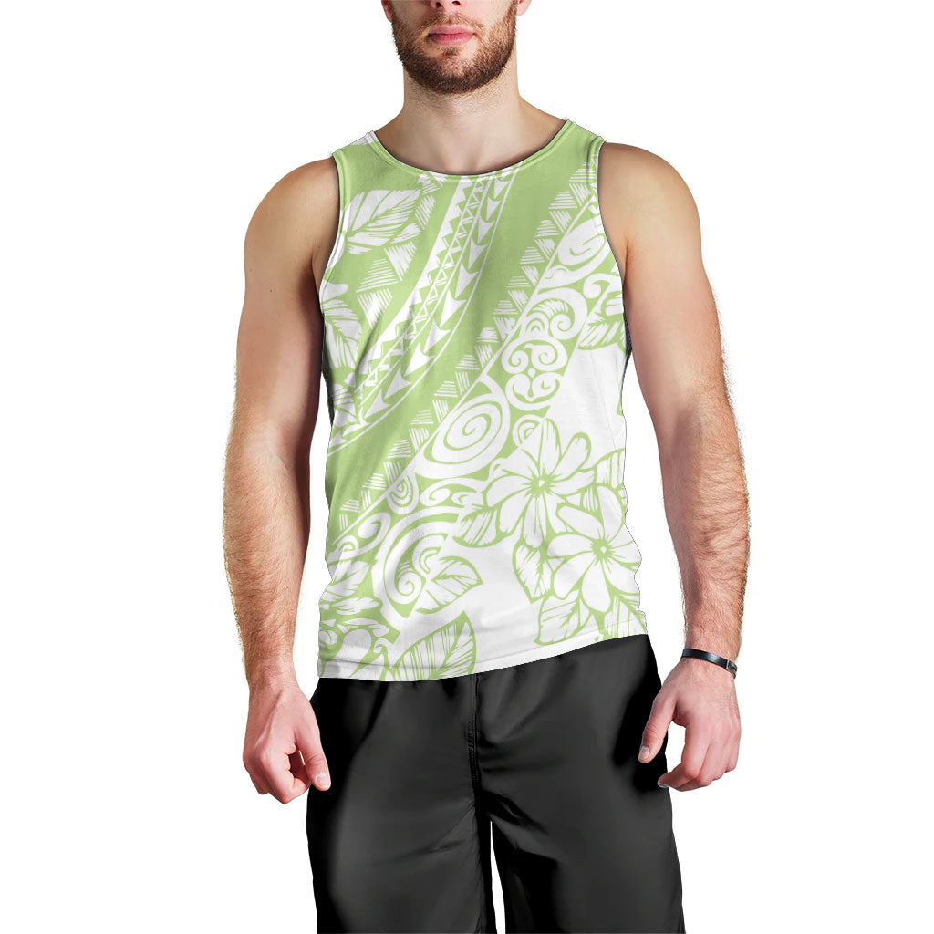 Polynesian Tiare Flower Sage Green Pastel Men Tank Top LT14 - Polynesian Pride