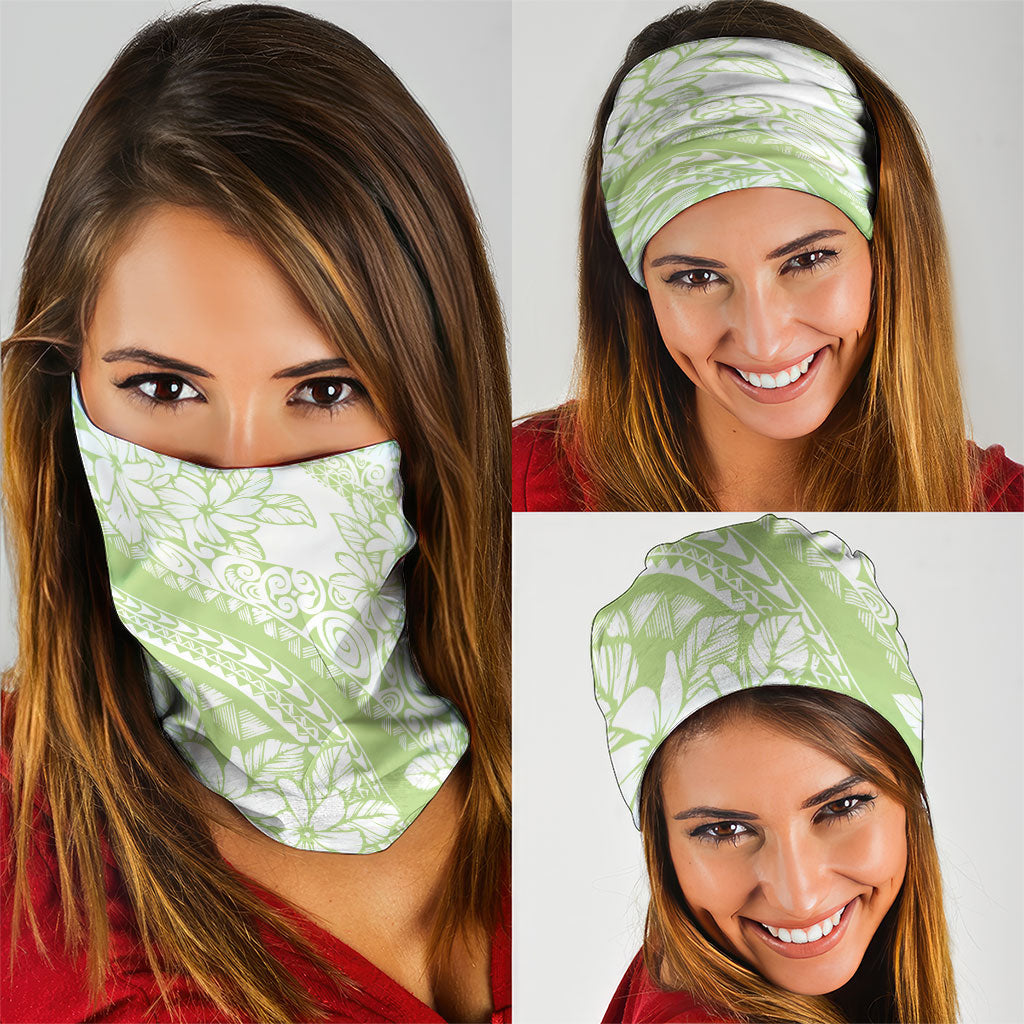Polynesian Tiare Flower Sage Green Pastel Neck Gaiter LT14 - Polynesian Pride