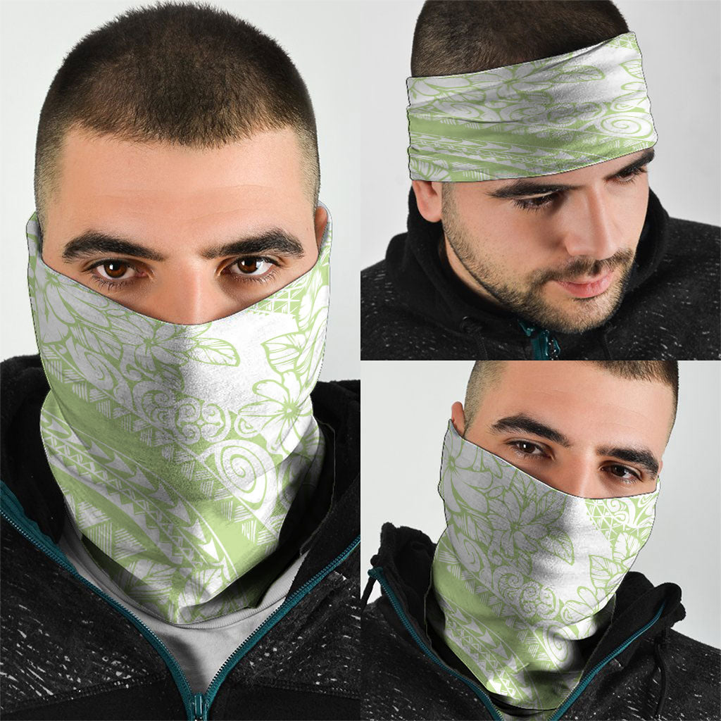 Polynesian Tiare Flower Sage Green Pastel Neck Gaiter LT14 - Polynesian Pride