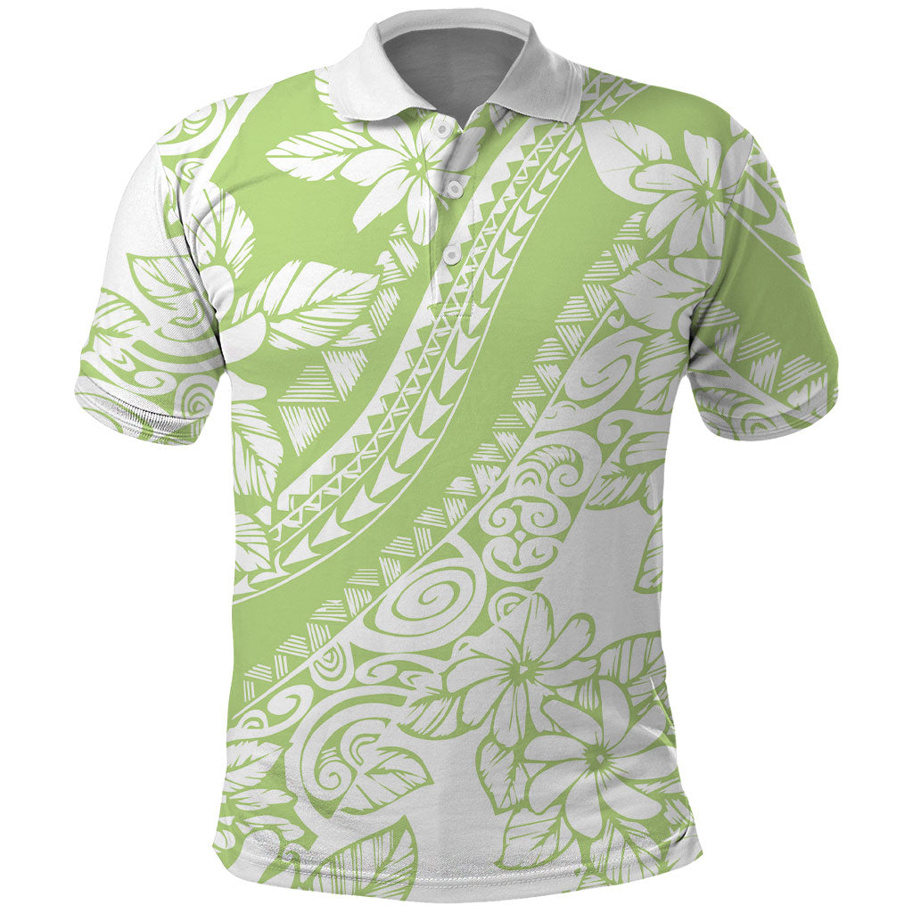 Polynesian Tiare Flower Sage Green Pastel Polo Shirt LT14 Sage Green - Polynesian Pride
