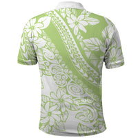 Polynesian Tiare Flower Sage Green Pastel Polo Shirt LT14 - Polynesian Pride