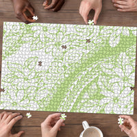 Polynesian Tiare Flower Sage Green Pastel Puzzle