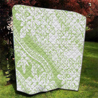 Polynesian Tiare Flower Sage Green Pastel Quilt LT14 - Polynesian Pride