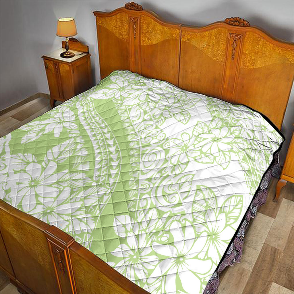 Polynesian Tiare Flower Sage Green Pastel Quilt LT14 - Polynesian Pride