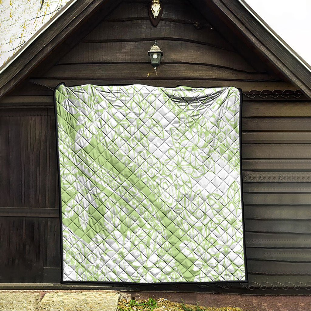 Polynesian Tiare Flower Sage Green Pastel Quilt LT14 - Polynesian Pride