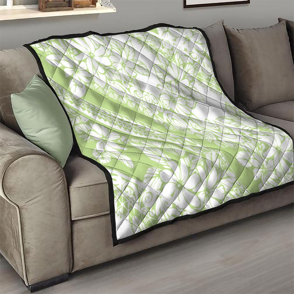 Polynesian Tiare Flower Sage Green Pastel Quilt LT14 - Polynesian Pride