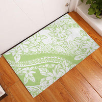 Polynesian Tiare Flower Sage Green Pastel Rubber Doormat LT14 - Polynesian Pride