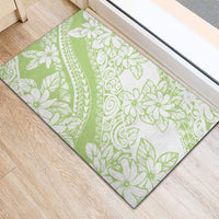 Polynesian Tiare Flower Sage Green Pastel Rubber Doormat LT14 - Polynesian Pride