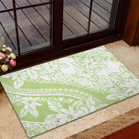 Polynesian Tiare Flower Sage Green Pastel Rubber Doormat LT14 - Polynesian Pride