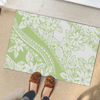 Polynesian Tiare Flower Sage Green Pastel Rubber Doormat LT14 - Polynesian Pride