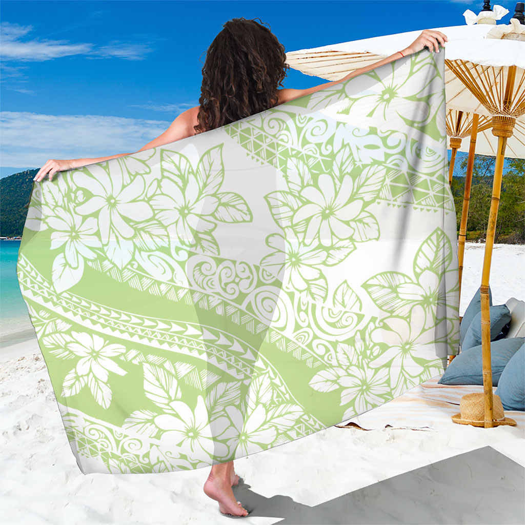 Polynesian Tiare Flower Sage Green Pastel Sarong LT14 One Size 44 x 66 inches Sage Green - Polynesian Pride