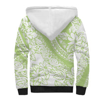 Polynesian Tiare Flower Sage Green Pastel Sherpa Hoodie LT14 - Polynesian Pride