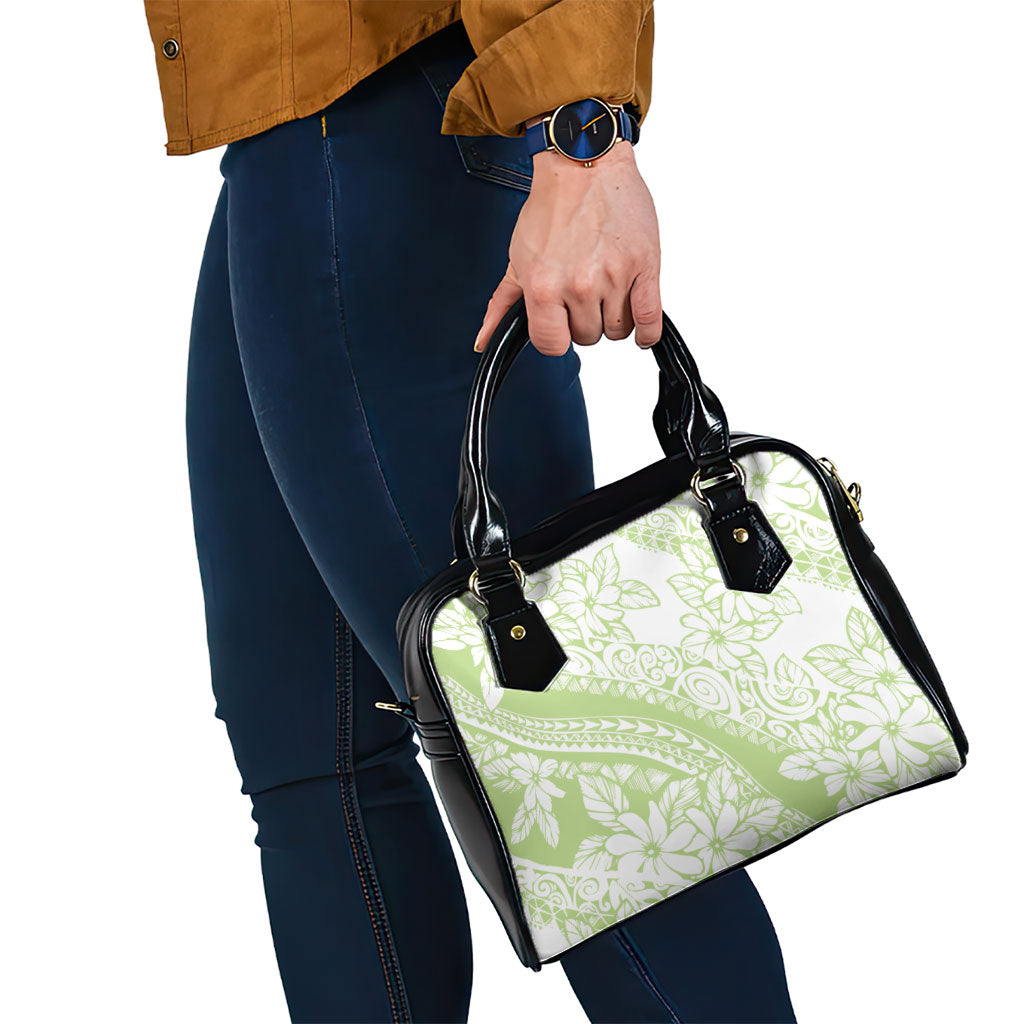 Polynesian Tiare Flower Sage Green Pastel Shoulder Handbag LT14 - Polynesian Pride