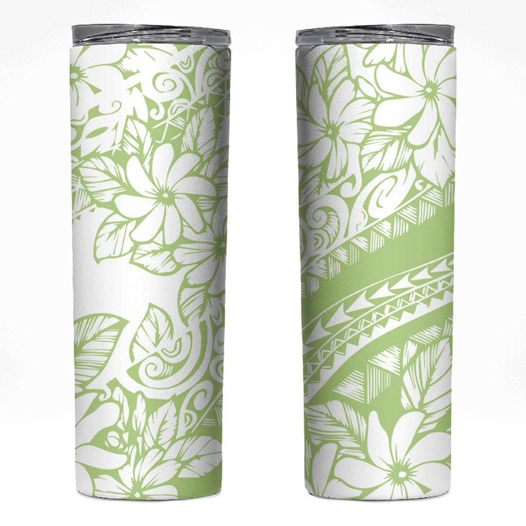 Polynesian Tiare Flower Sage Green Pastel Skinny Tumbler LT14 Sage Green - Polynesian Pride