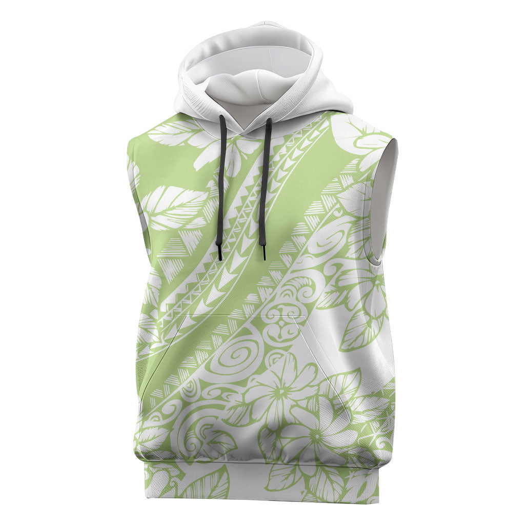 Polynesian Tiare Flower Sage Green Pastel Sleeveless Hoodie LT14 Sage Green - Polynesian Pride