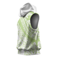 Polynesian Tiare Flower Sage Green Pastel Sleeveless Hoodie LT14 - Polynesian Pride