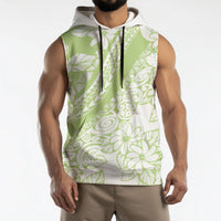 Polynesian Tiare Flower Sage Green Pastel Sleeveless Hoodie LT14 - Polynesian Pride