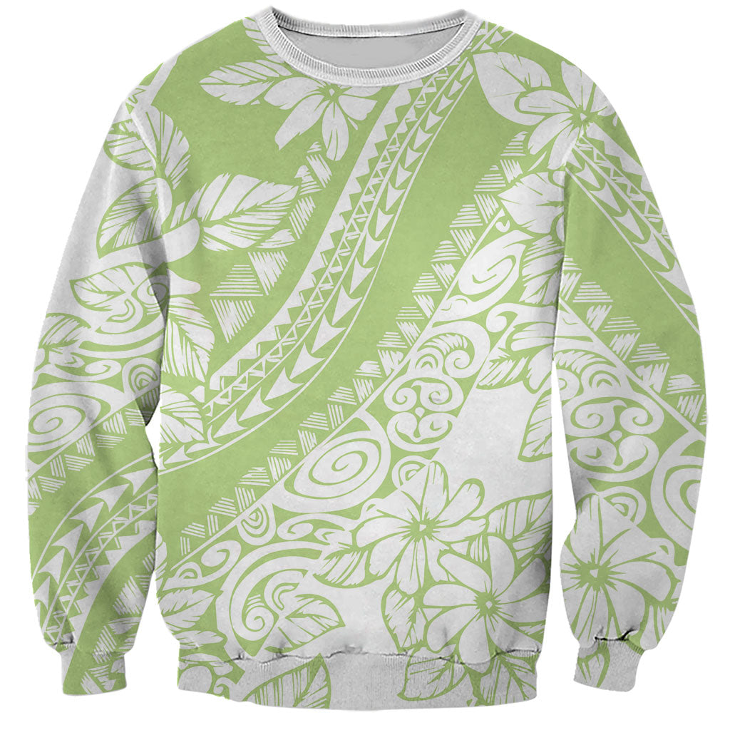 Polynesian Tiare Flower Sage Green Pastel Sweatshirt LT14 Unisex Sage Green - Polynesian Pride