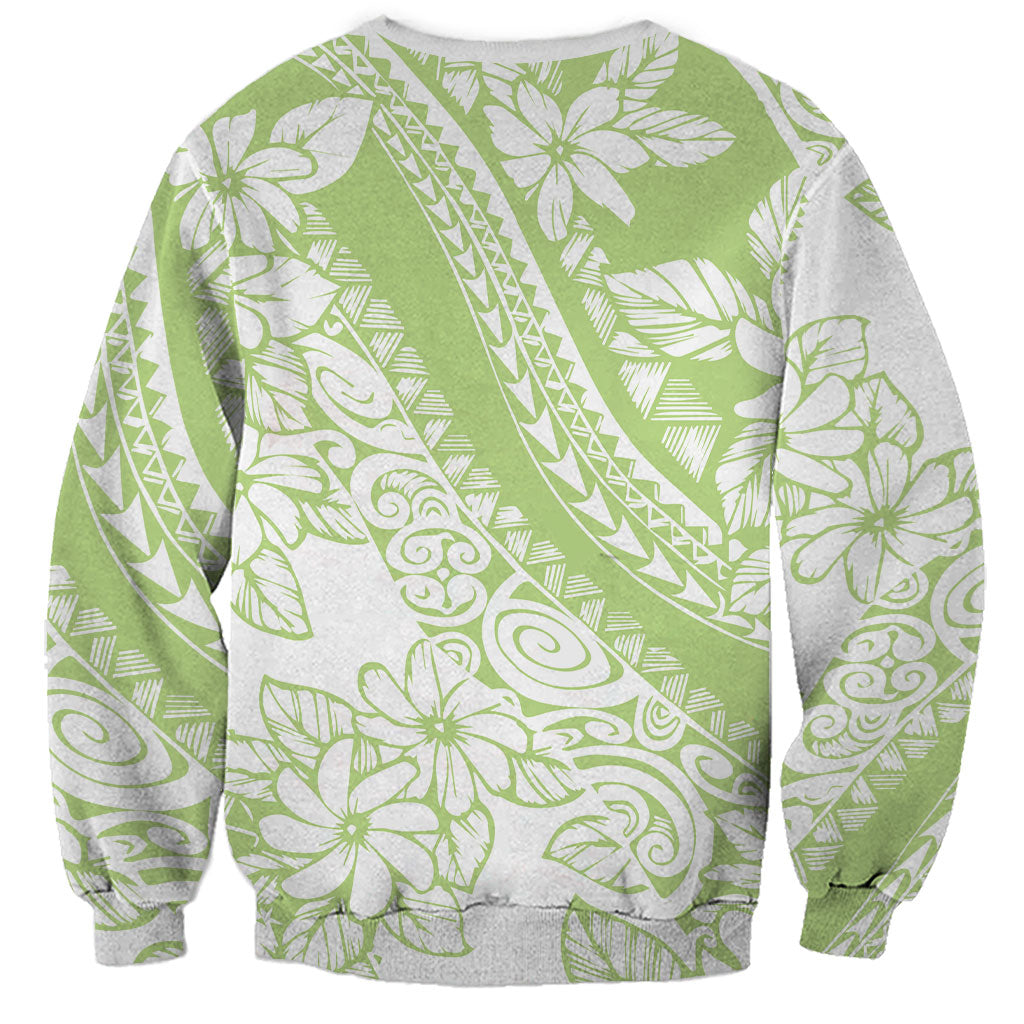 Polynesian Tiare Flower Sage Green Pastel Sweatshirt LT14 - Polynesian Pride