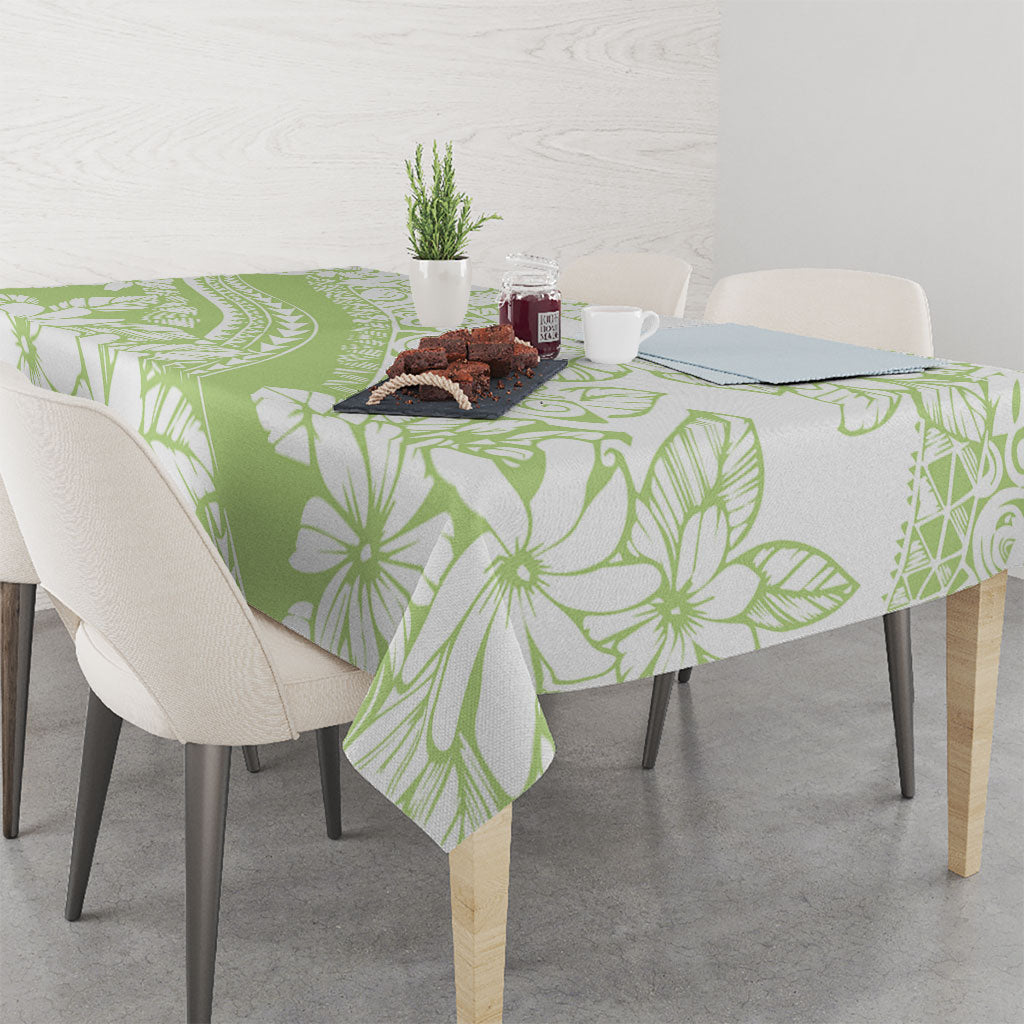 Polynesian Tiare Flower Sage Green Pastel Tablecloth LT14 - Polynesian Pride