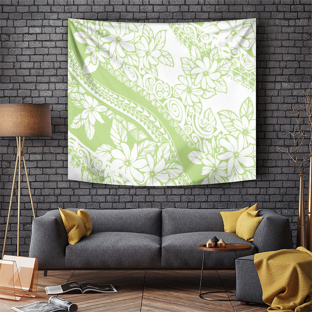 Polynesian Tiare Flower Sage Green Pastel Tapestry LT14 Sage Green - Polynesian Pride