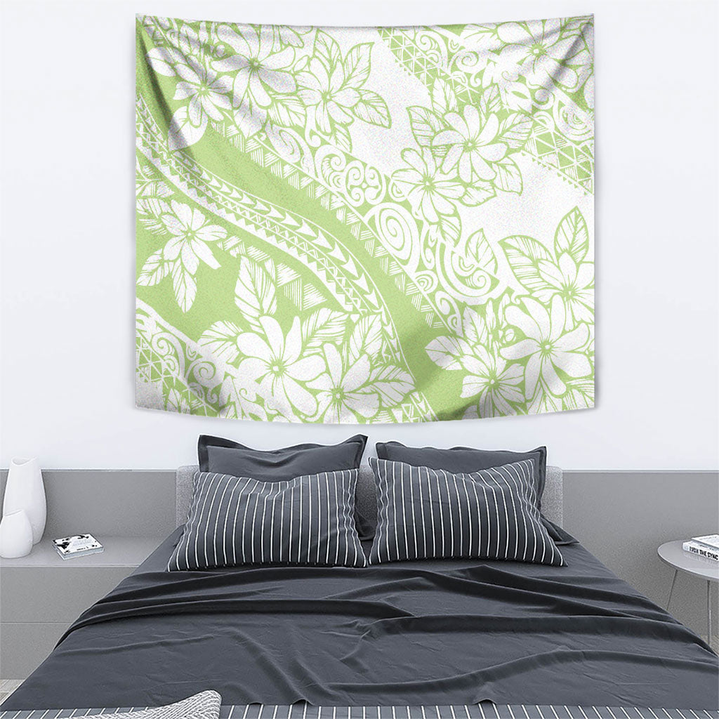 Polynesian Tiare Flower Sage Green Pastel Tapestry LT14 - Polynesian Pride