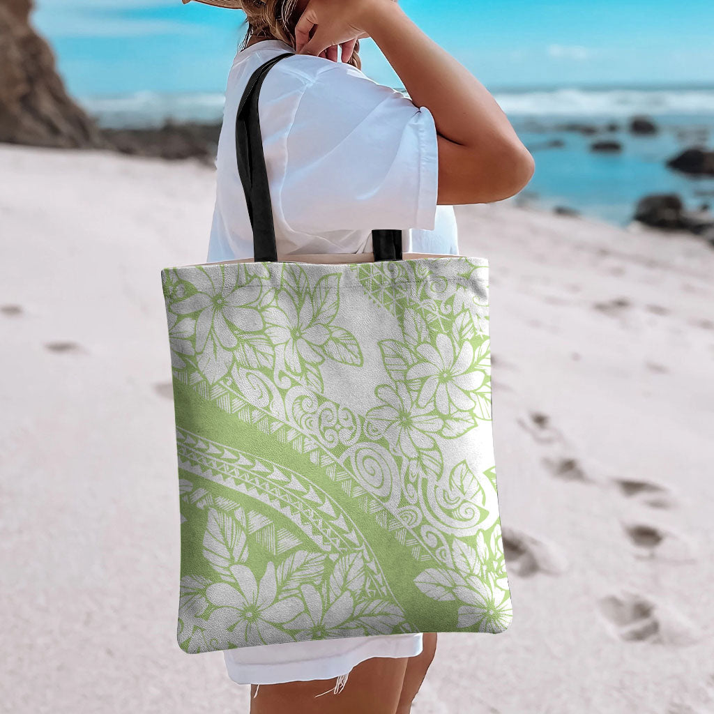 Polynesian Tiare Flower Sage Green Pastel Tote Bag LT14 - Polynesian Pride