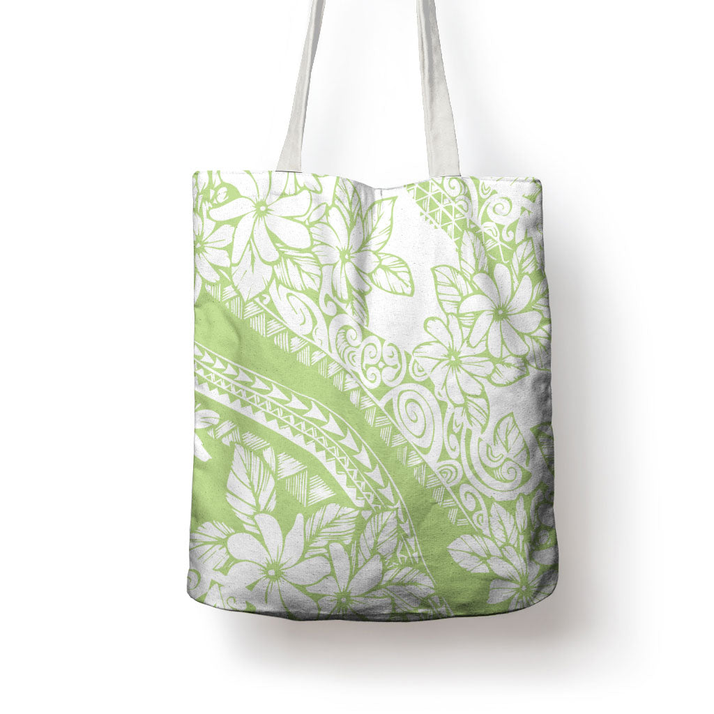 Polynesian Tiare Flower Sage Green Pastel Tote Bag LT14 - Polynesian Pride