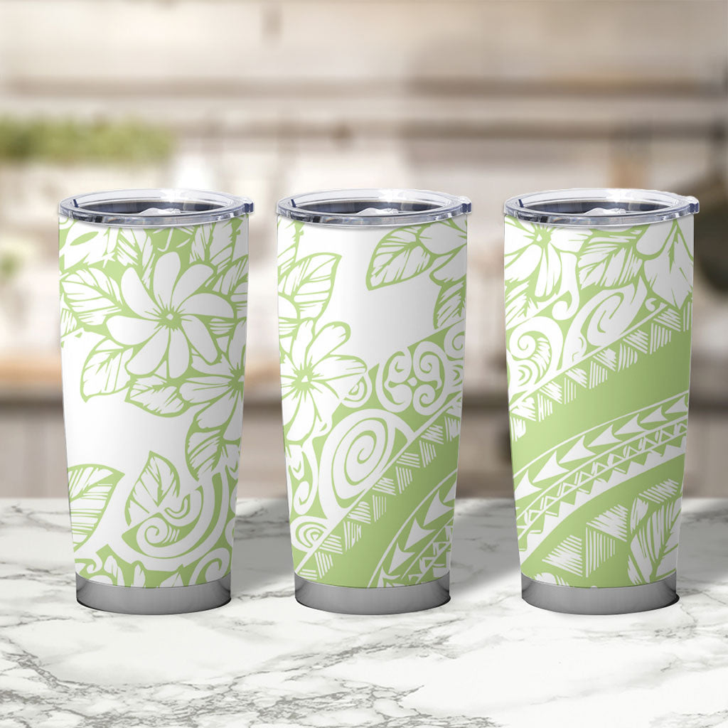 Polynesian Tiare Flower Sage Green Pastel Tumbler Cup LT14 - Polynesian Pride