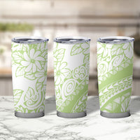Polynesian Tiare Flower Sage Green Pastel Tumbler Cup LT14 - Polynesian Pride