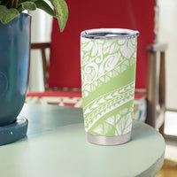 Polynesian Tiare Flower Sage Green Pastel Tumbler Cup LT14 - Polynesian Pride