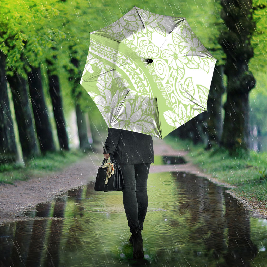Polynesian Tiare Flower Sage Green Pastel Umbrella LT14 - Polynesian Pride