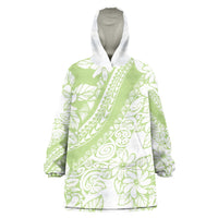 Polynesian Tiare Flower Sage Green Pastel Wearable Blanket Hoodie LT14 One Size Sage Green - Polynesian Pride