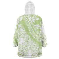 Polynesian Tiare Flower Sage Green Pastel Wearable Blanket Hoodie LT14 - Polynesian Pride