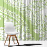 Polynesian Tiare Flower Sage Green Pastel Window Curtain LT14 - Polynesian Pride