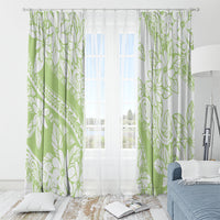 Polynesian Tiare Flower Sage Green Pastel Window Curtain LT14 - Polynesian Pride