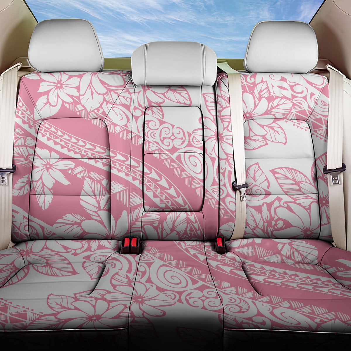 Polynesian Tiare Flower Pink Pastel Vibes Back Car Seat Cover LT14 One Size Pink - Polynesian Pride