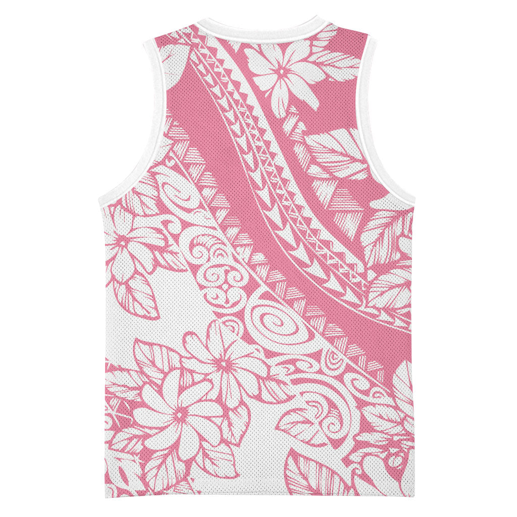 Polynesian Tiare Flower Pink Pastel Vibes Basketball Jersey LT14 - Polynesian Pride