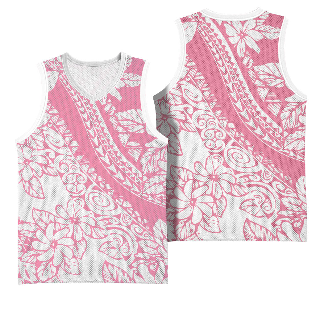 Polynesian Tiare Flower Pink Pastel Vibes Basketball Jersey LT14 - Polynesian Pride