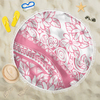 Polynesian Tiare Flower Pink Pastel Vibes Beach Blanket LT14 One Size 150cm Pink - Polynesian Pride