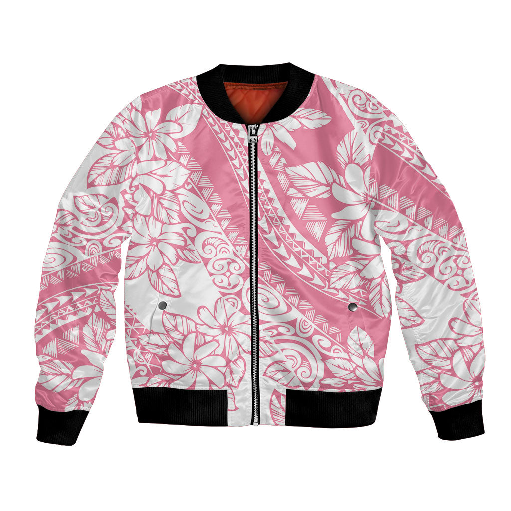 Polynesian Tiare Flower Pink Pastel Vibes Bomber Jacket LT14 Unisex Pink - Polynesian Pride
