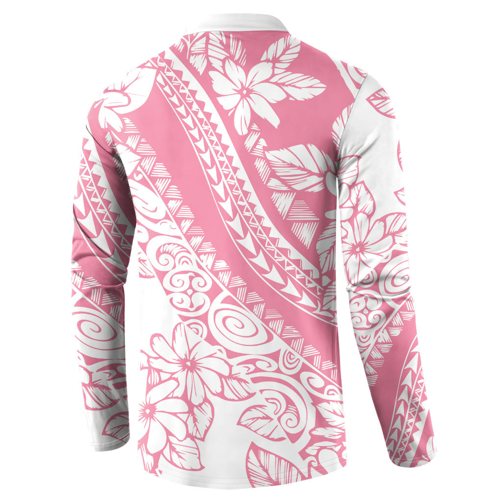 Polynesian Tiare Flower Pink Pastel Vibes Button Sweatshirt LT14 - Polynesian Pride